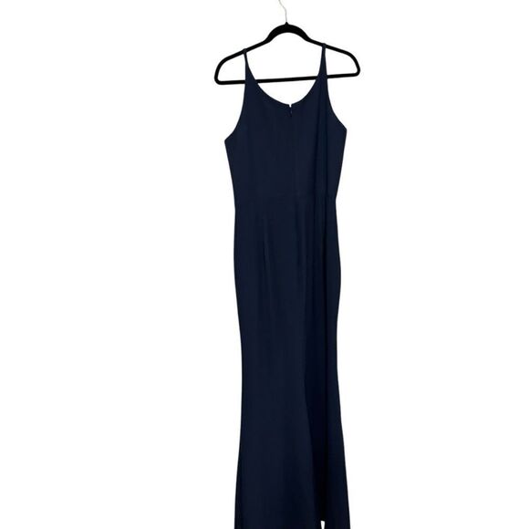 Revolve Dress The Population Iris Sleeveless Crepe Slit Gown in Midnight Blue - Picture 4 of 7